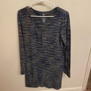 Womens Knit Sweater dress Grey long sleeve Large